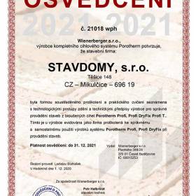 Osvědčení Stavdomy